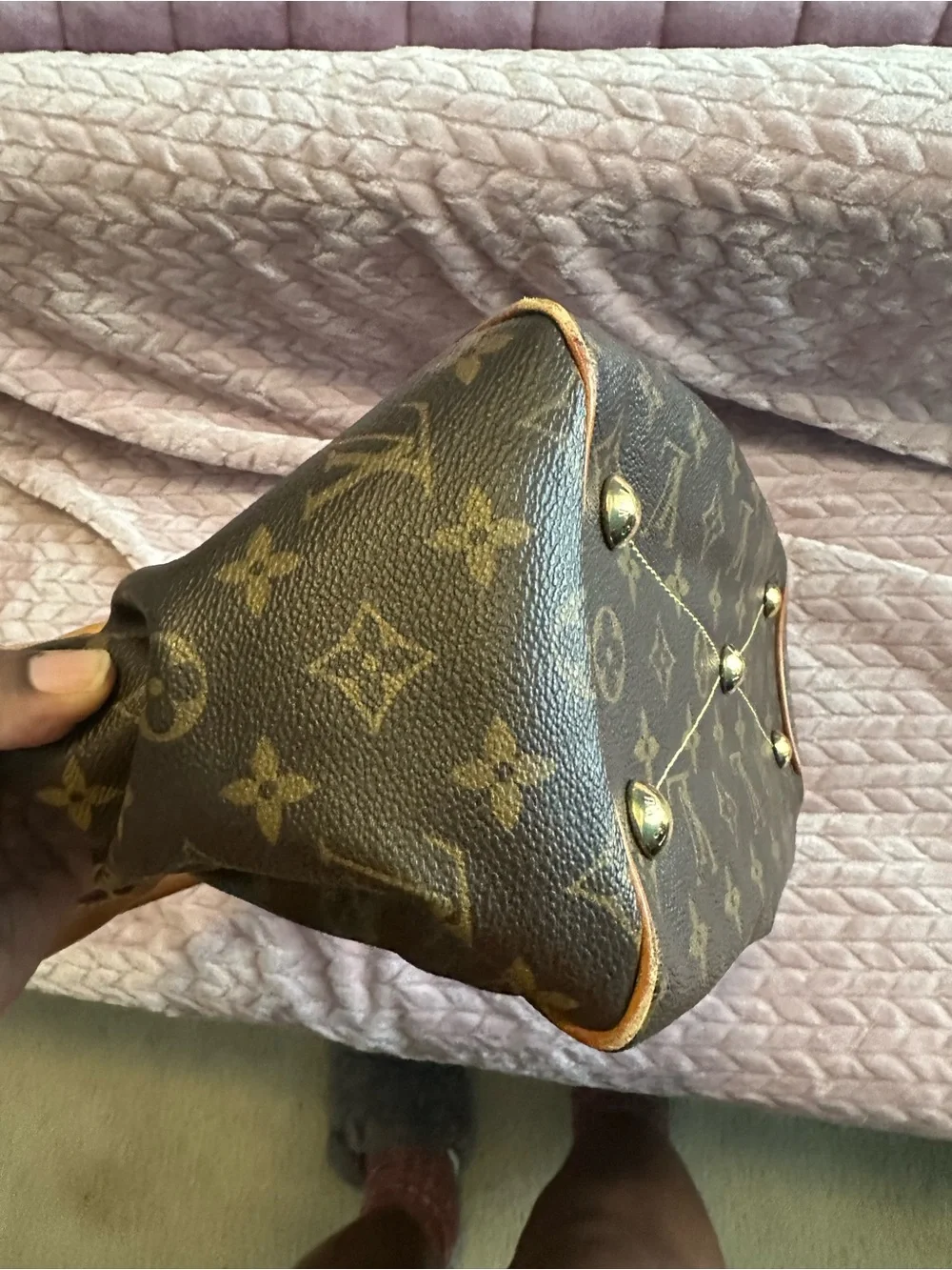 Louis Vuitton Monogram Satchel with Brown Leather Handles
